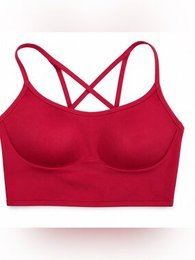 Aerie OFFLINE Red Longline Sports Bra Strappy Back XS